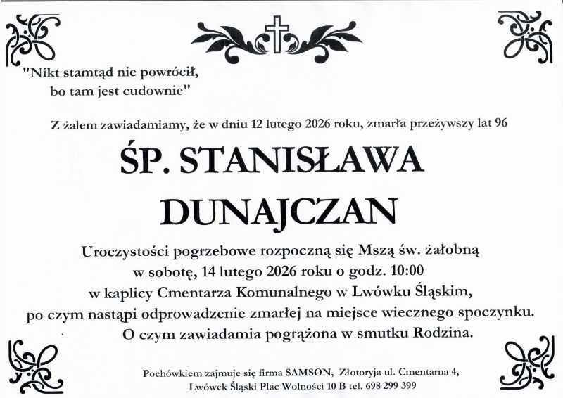 Odeszła Stanisława Dunajczan