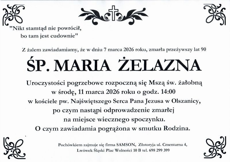 Odeszła Maria Żelazna