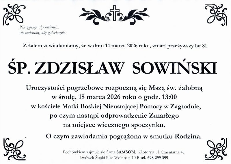 Odszedł Zdzisław Sowiński