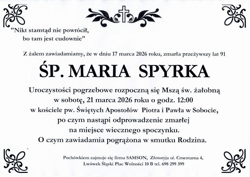 Odeszła Maria Spyrka
