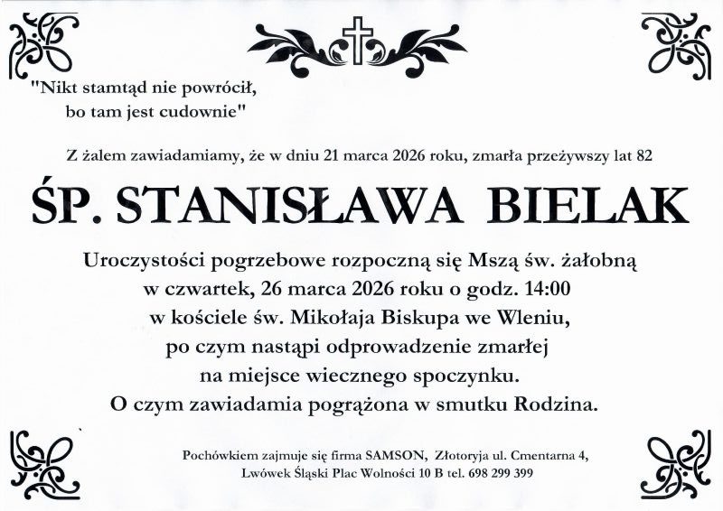 Odeszła Stanisława Bielak