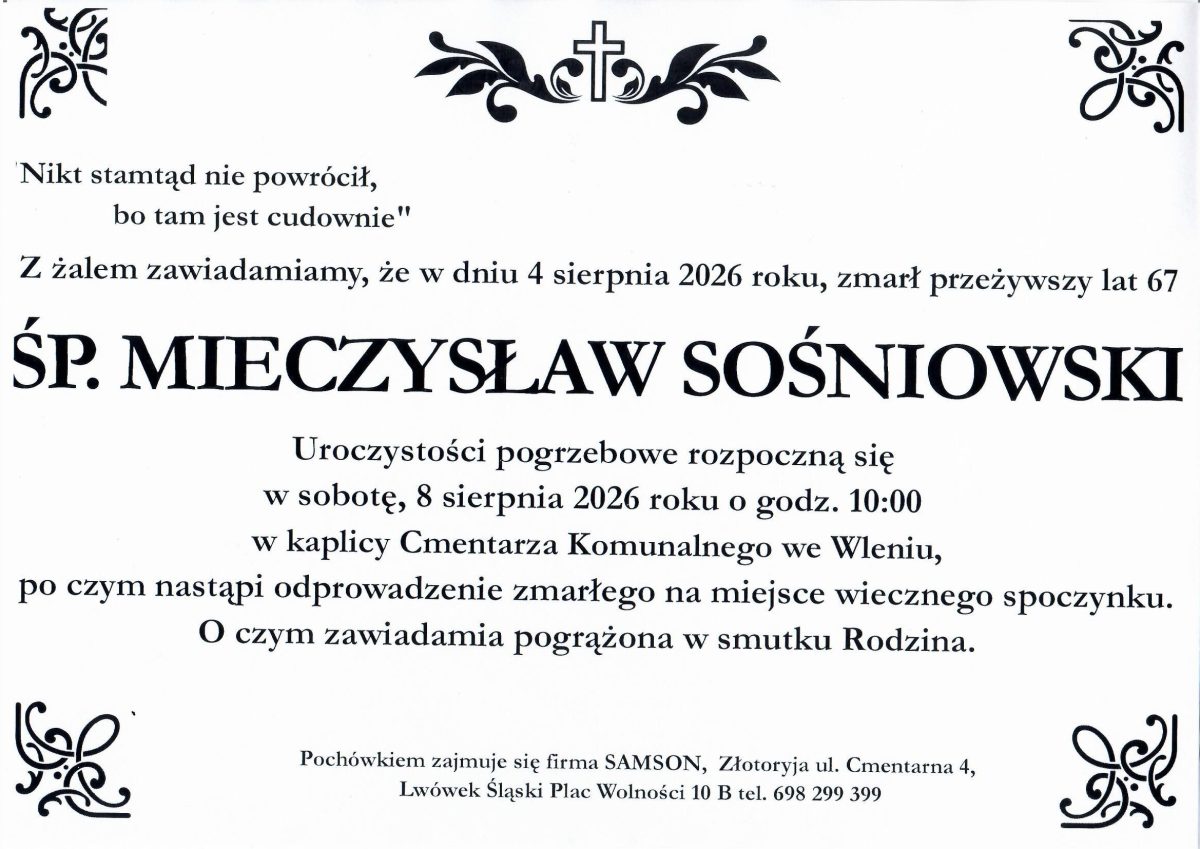 Odszedł MIECZYSŁAW SOŚNIOWSKI
