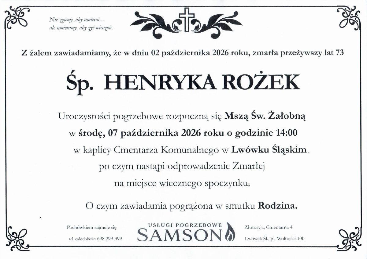 Odeszła HENRYKA ROŻEK